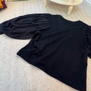 Black Balloon Sleeve Blouse Top